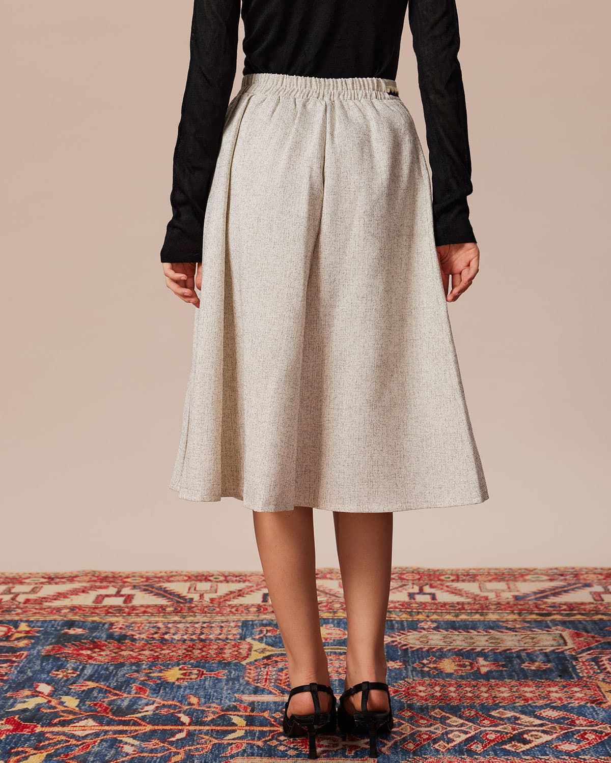 The Grey Contrast Trim Elastic Midi Skirt sold by rihoas product image thumbnail 5
