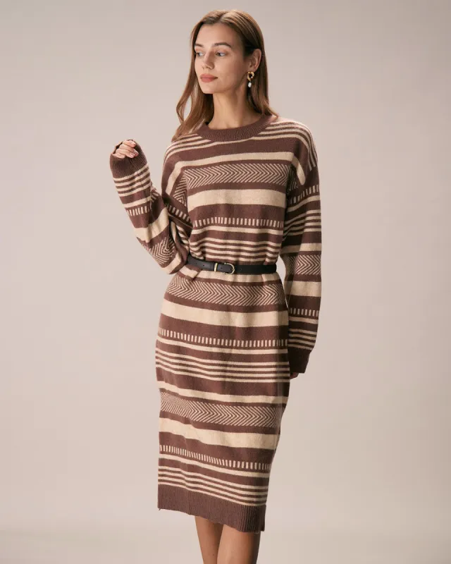 The Multi Colorblock Striped Sweater Midi Dress sold by rihoas