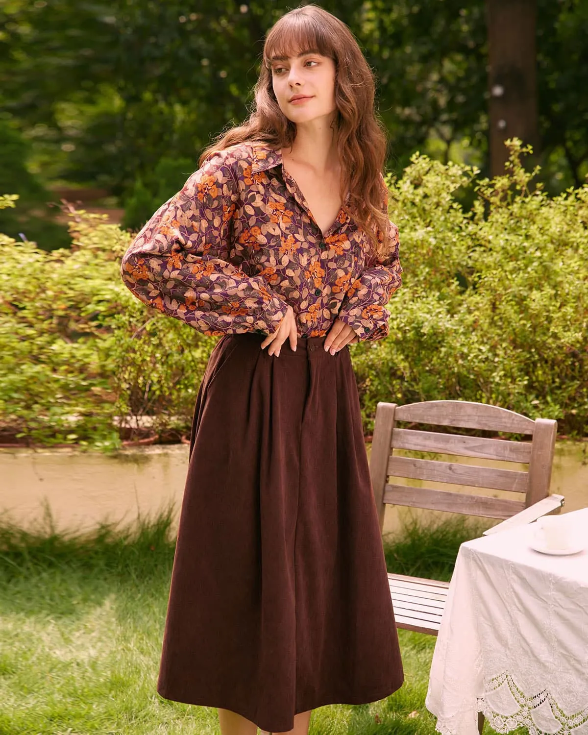 The Orange Collar Floral Button Up Shirt sold by rihoas product image thumbnail 3