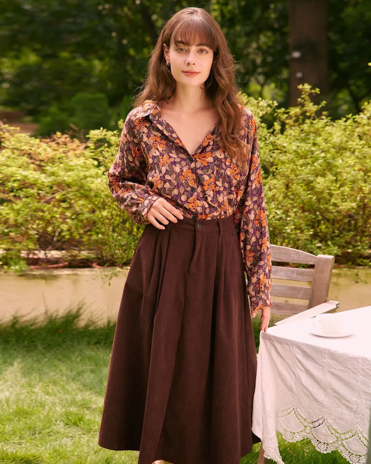 The Orange Collar Floral Button Up Shirt sold by rihoas product image thumbnail 4