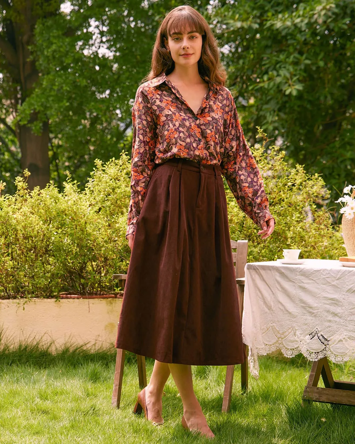 The Orange Collar Floral Button Up Shirt sold by rihoas product image thumbnail 2