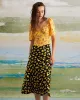 The Yellow Sweetheart Neck Floral Blouse sold by rihoas