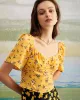 The Yellow Sweetheart Neck Floral Blouse sold by rihoas