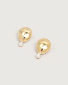 The Gold Geometric Pearls Stud Earrings sold by rihoas
