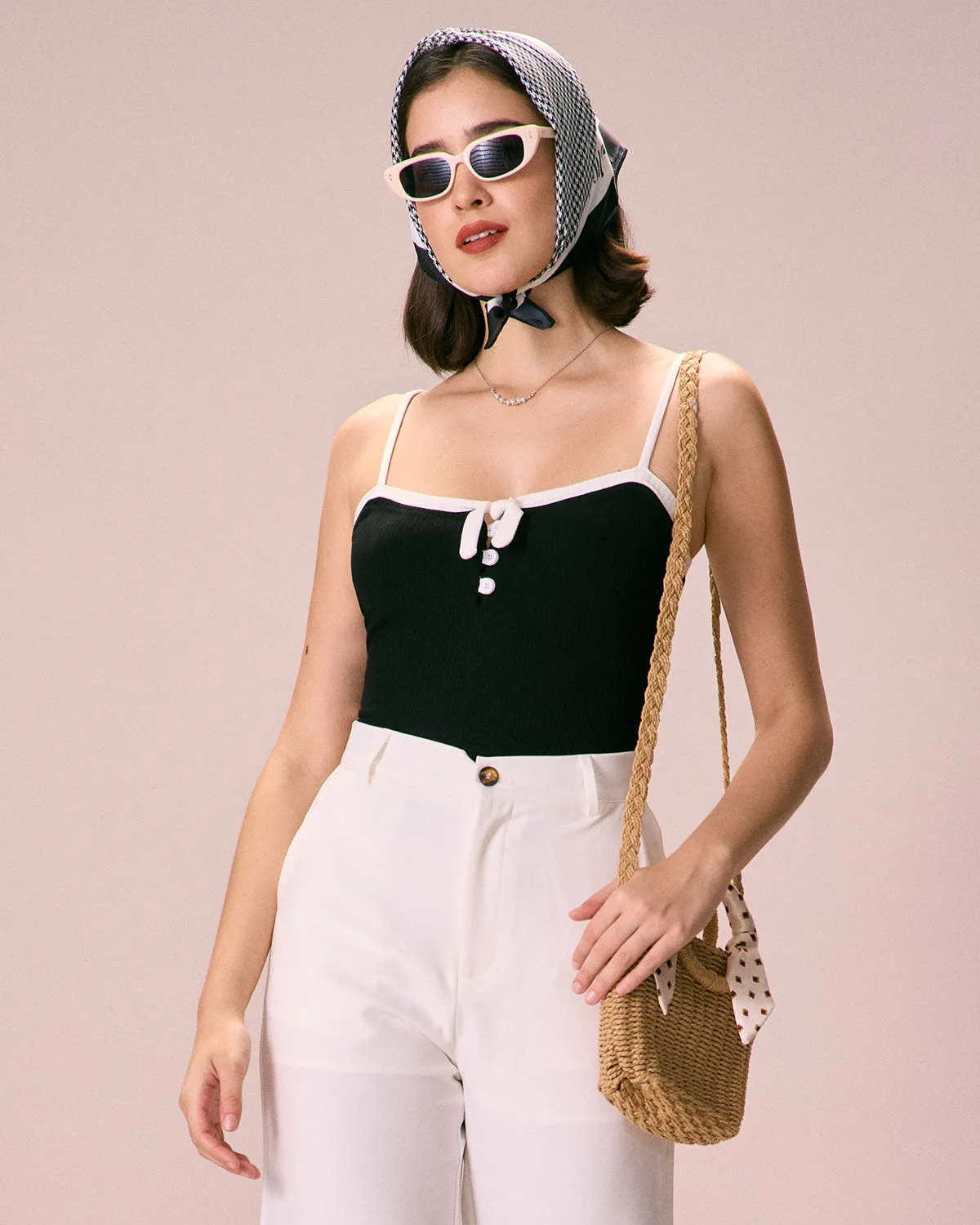 The Black Contrast Trim Cami Top sold by rihoas product image thumbnail 3