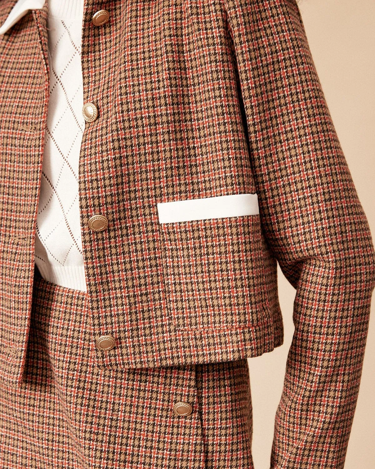 The Collared Button Up Plaid Tweed Jacket sold by rihoas product image thumbnail 2