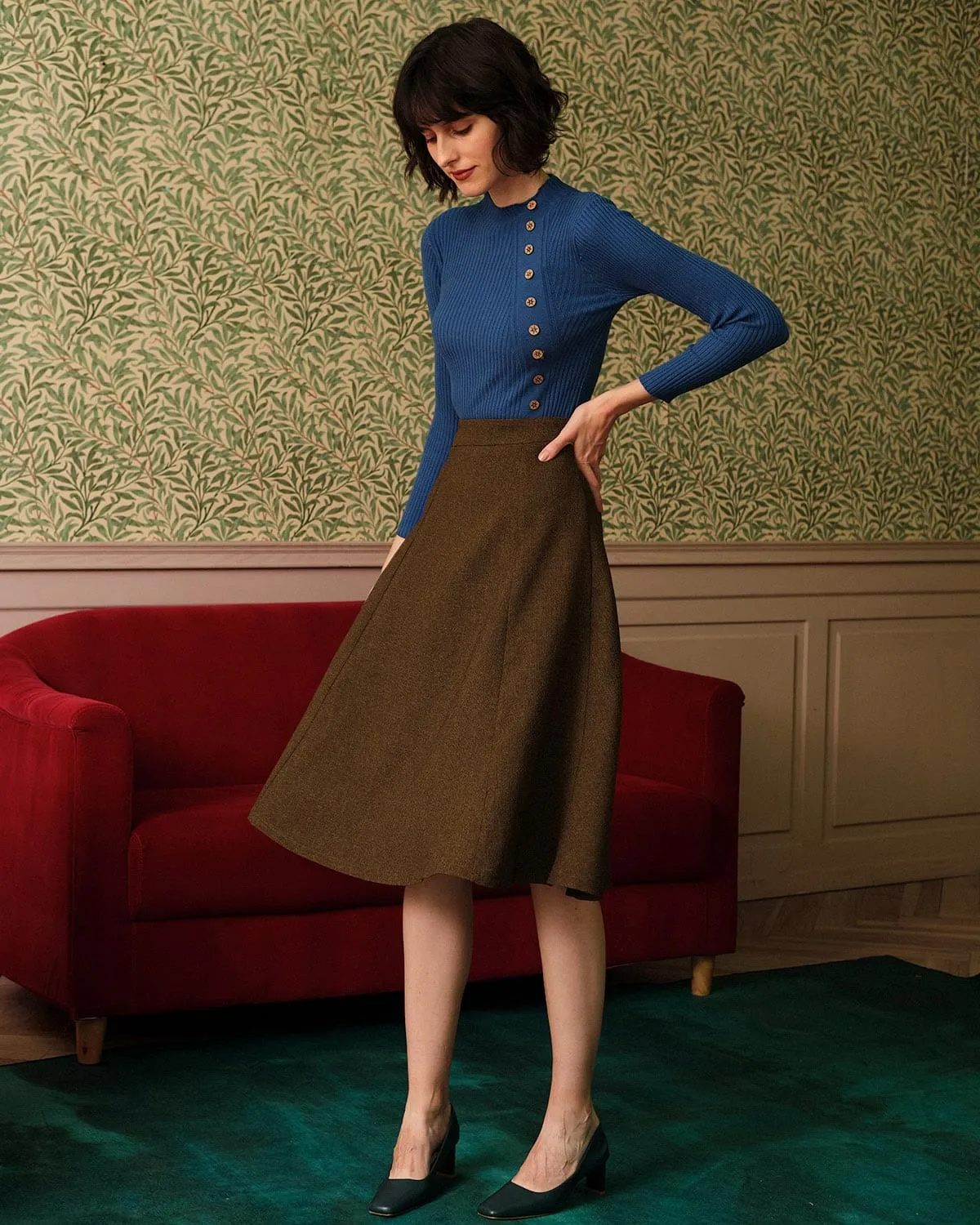 The Solid Mock Neck Ribbed Knit Top sold by rihoas product image thumbnail 2