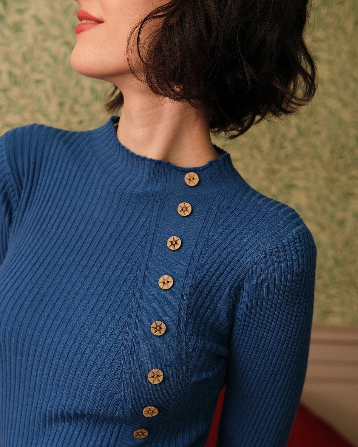 The Solid Mock Neck Ribbed Knit Top sold by rihoas product image thumbnail 3