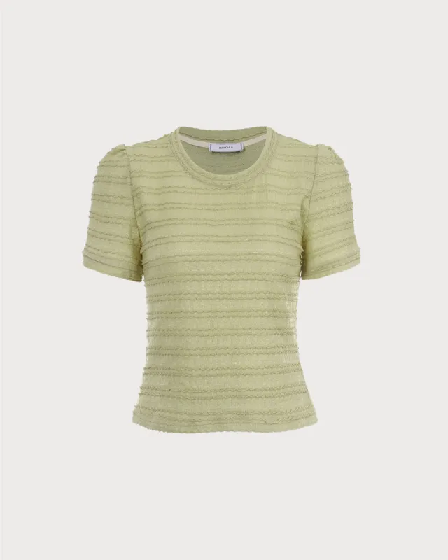 The Solid Round Neck Textured Top sold by rihoas