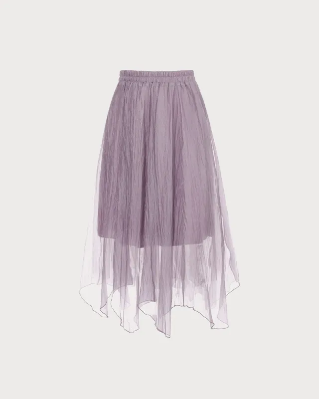 The Pink High Waisted Irregular Hem Midi Skirt sold by rihoas