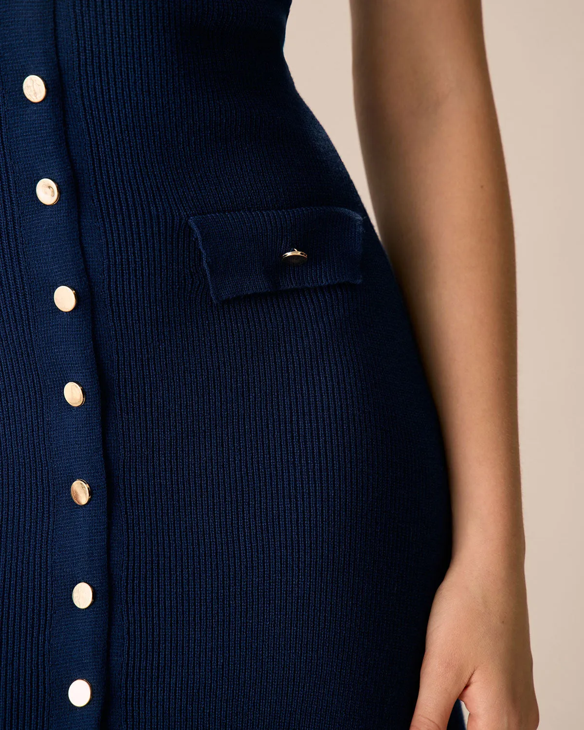 Women's Navy Button-up Sweater Maxi Dress sold by rihoas product image thumbnail 3