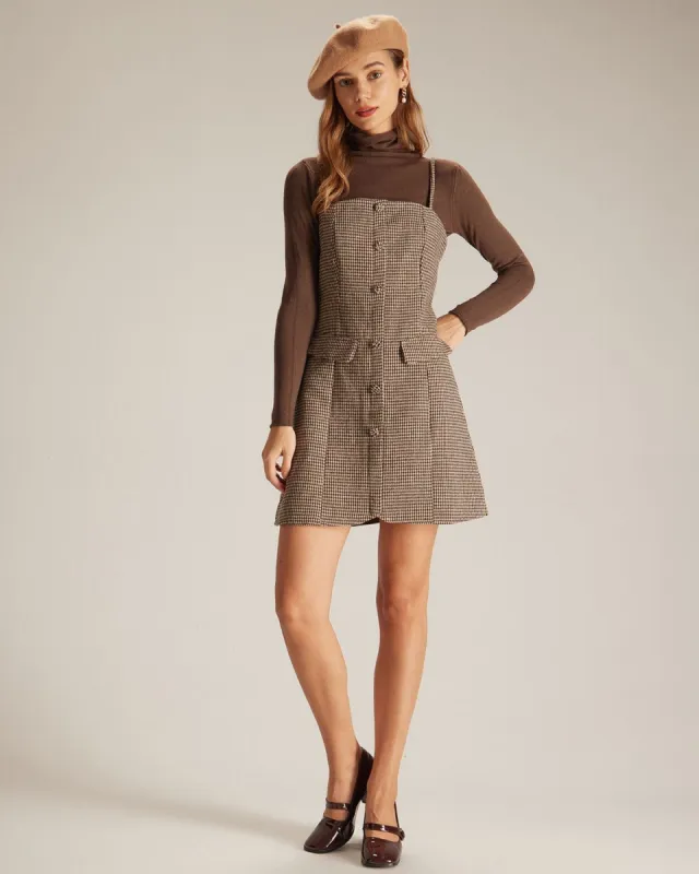 The Turtleneck Top And Plaid Mini Dress Set sold by rihoas