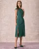 The Green Cap Sleeve Side Split Midi Dress sold by rihoas