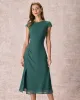The Green Cap Sleeve Side Split Midi Dress sold by rihoas