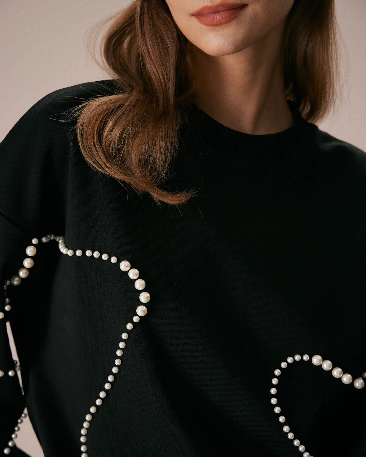 The Black Crew Neck Pearl Sweatshirt sold by rihoas product image thumbnail 5