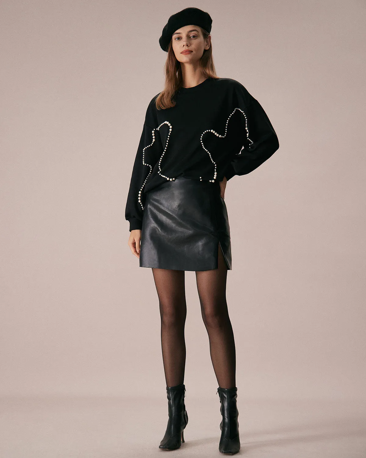 The Black Crew Neck Pearl Sweatshirt sold by rihoas product image thumbnail 2