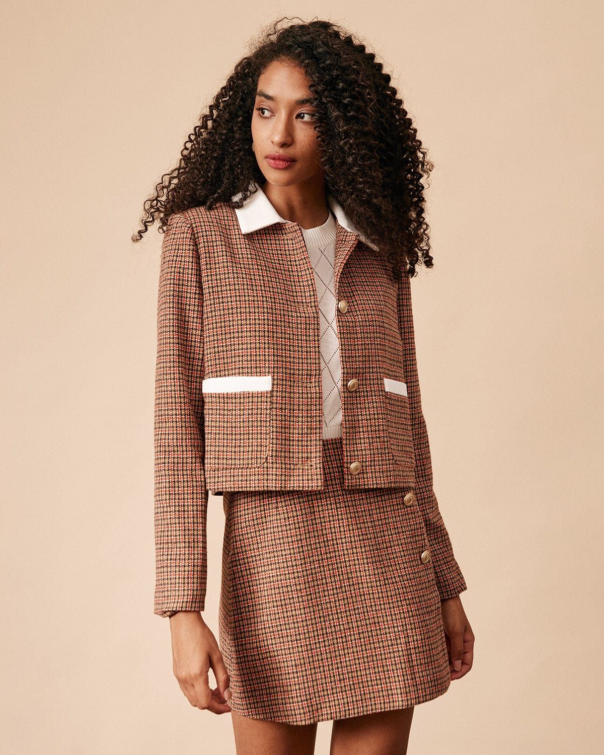 The High Waisted Plaid Tweed Skirt sold by rihoas product image thumbnail 4