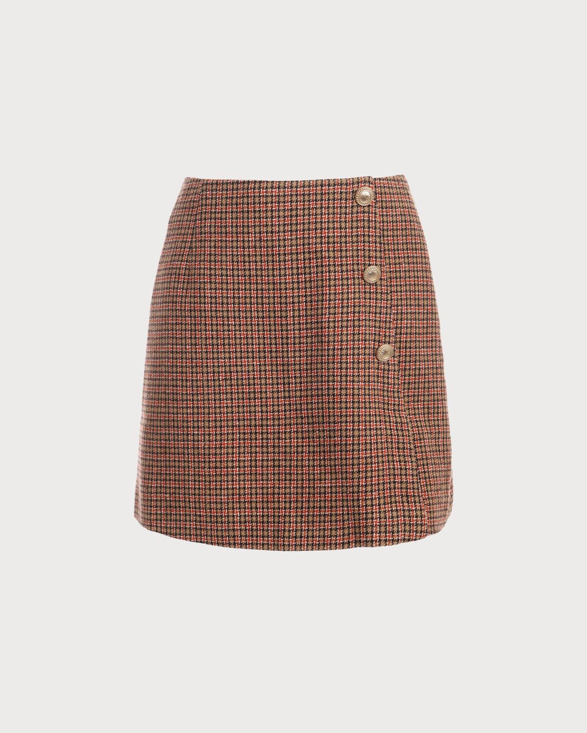 The High Waisted Plaid Tweed Skirt sold by rihoas product image thumbnail 6