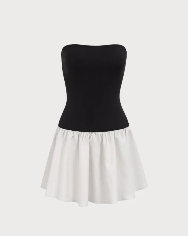 Women's Black Splicing Strapless Mini Dress sold by rihoas