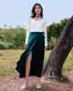 The White V Neck Teardrop Ribbed Knit Top sold by rihoas