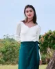 The White V Neck Teardrop Ribbed Knit Top sold by rihoas