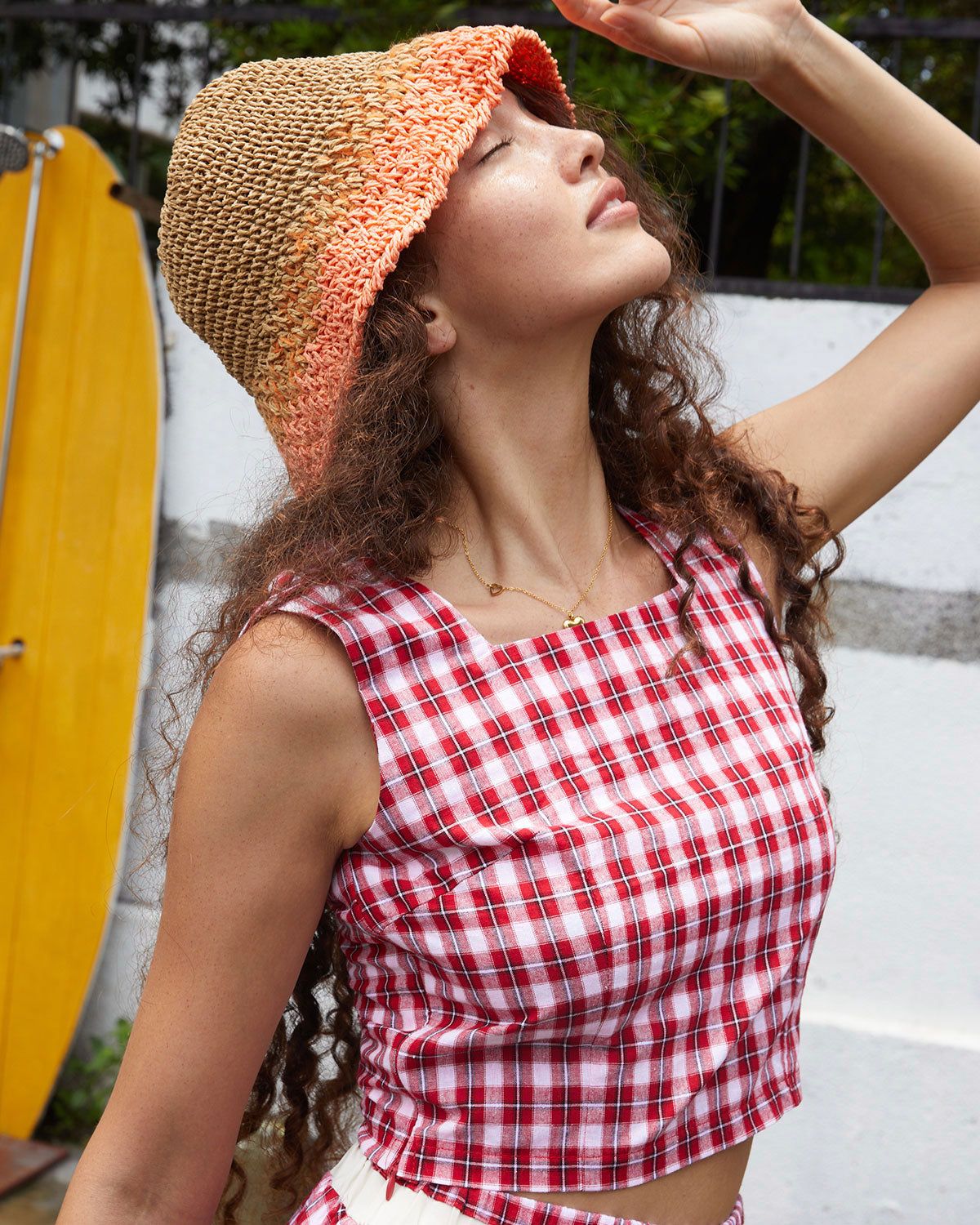 The Red Square Neck Plaid Tank Top sold by rihoas product image thumbnail 3