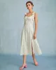 The Light Green Satin Floral Tie Strap Slit Midi Dress sold by rihoas