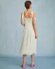 The Light Green Satin Floral Tie Strap Slit Midi Dress sold by rihoas