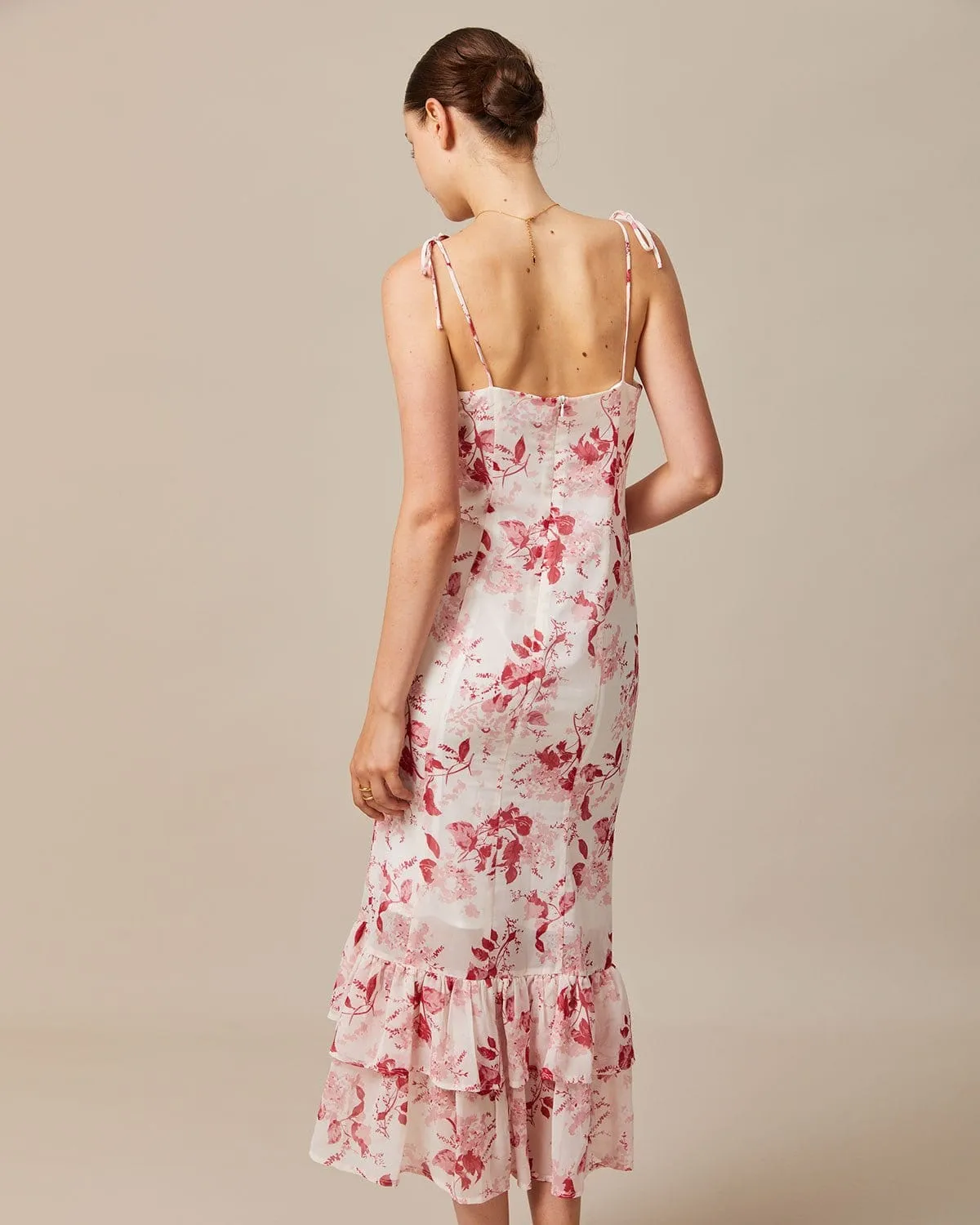 The Red Layered Floral Ruffle Maxi Dress sold by rihoas product image thumbnail 5
