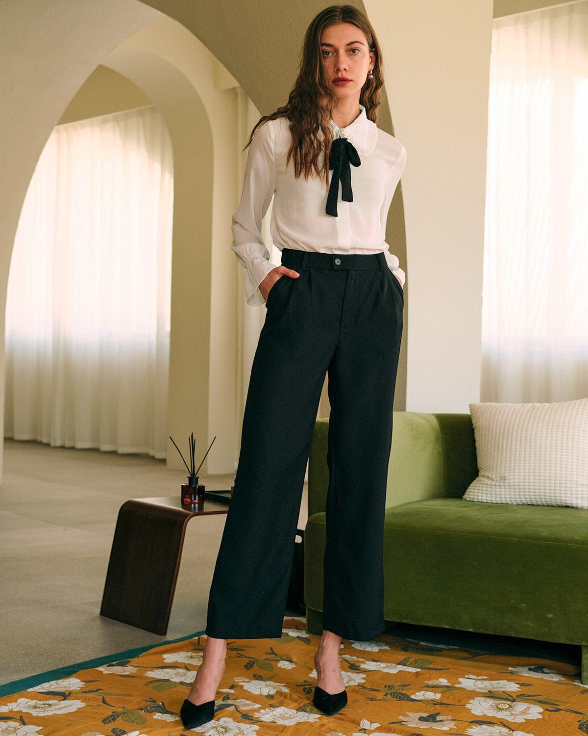 The Collared Ruffle See-through Blouse sold by rihoas product image thumbnail 5