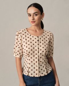 The Polka Dot Pleated Blouse sold by rihoas