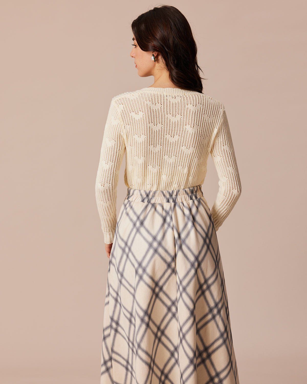 The Beige Square Neck Pointelle Knit Cardigan sold by rihoas product image thumbnail 6