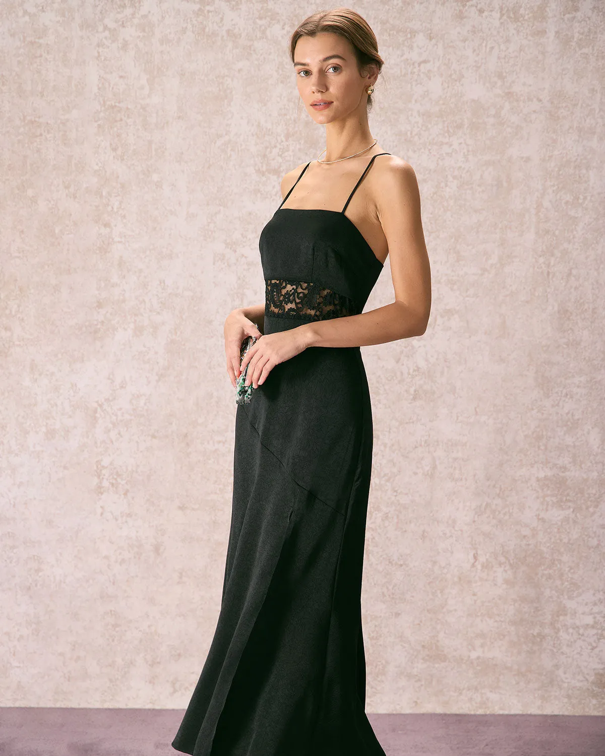 The Black Lace Criss Cross Back Maxi Dress sold by rihoas product image thumbnail 5