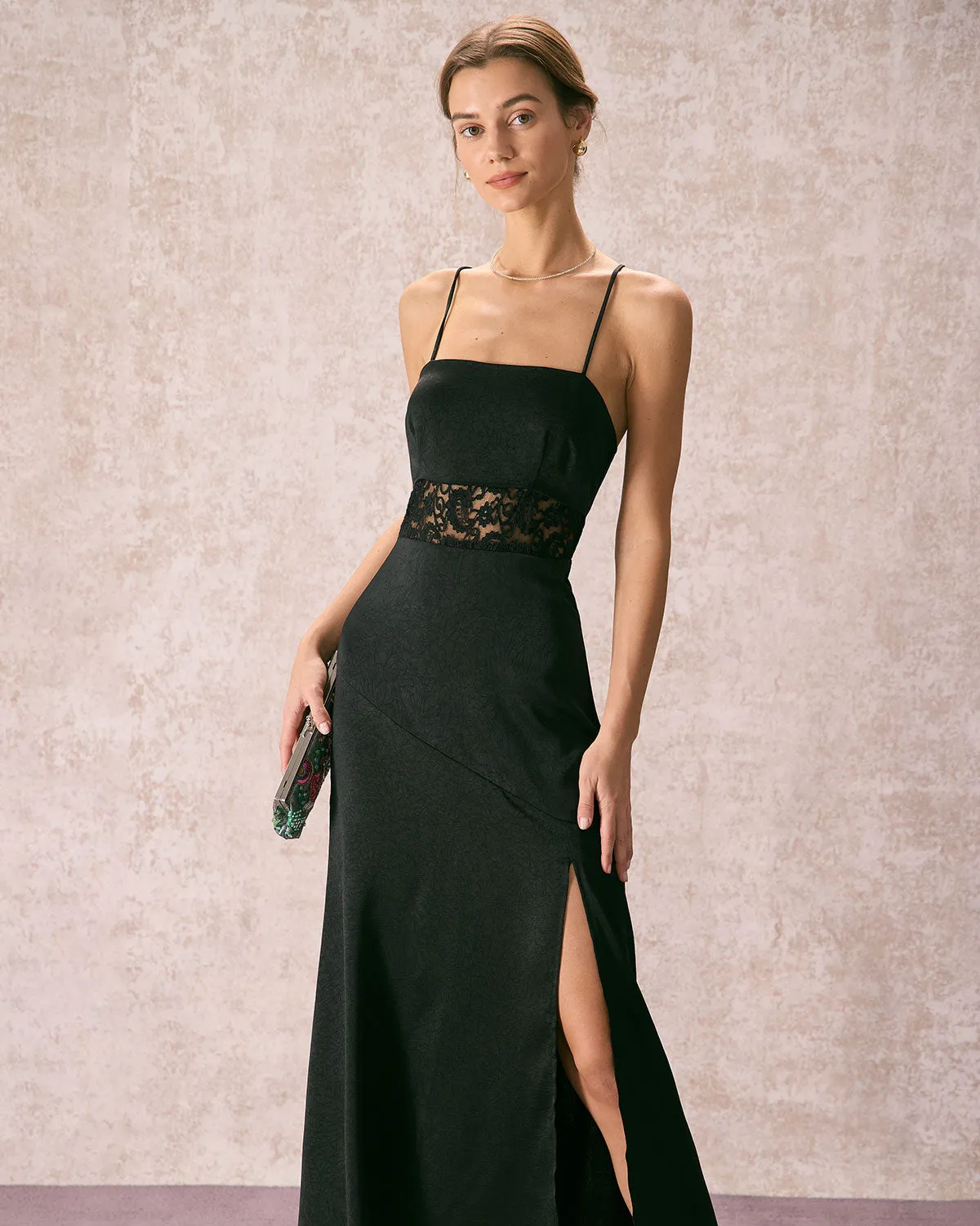The Black Lace Criss Cross Back Maxi Dress sold by rihoas product image thumbnail 3