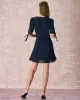 The Navy Deep V Neck Half Sleeve Mini Dress sold by rihoas