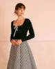The Black Square Collar Tie Front Knit Top sold by rihoas