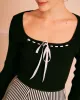 The Black Square Collar Tie Front Knit Top sold by rihoas