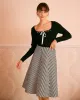 The Black Square Collar Tie Front Knit Top sold by rihoas