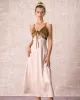 The Khaki V-Neck Colorblock Satin Midi Dress sold by rihoas