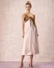 The Khaki V-Neck Colorblock Satin Midi Dress sold by rihoas