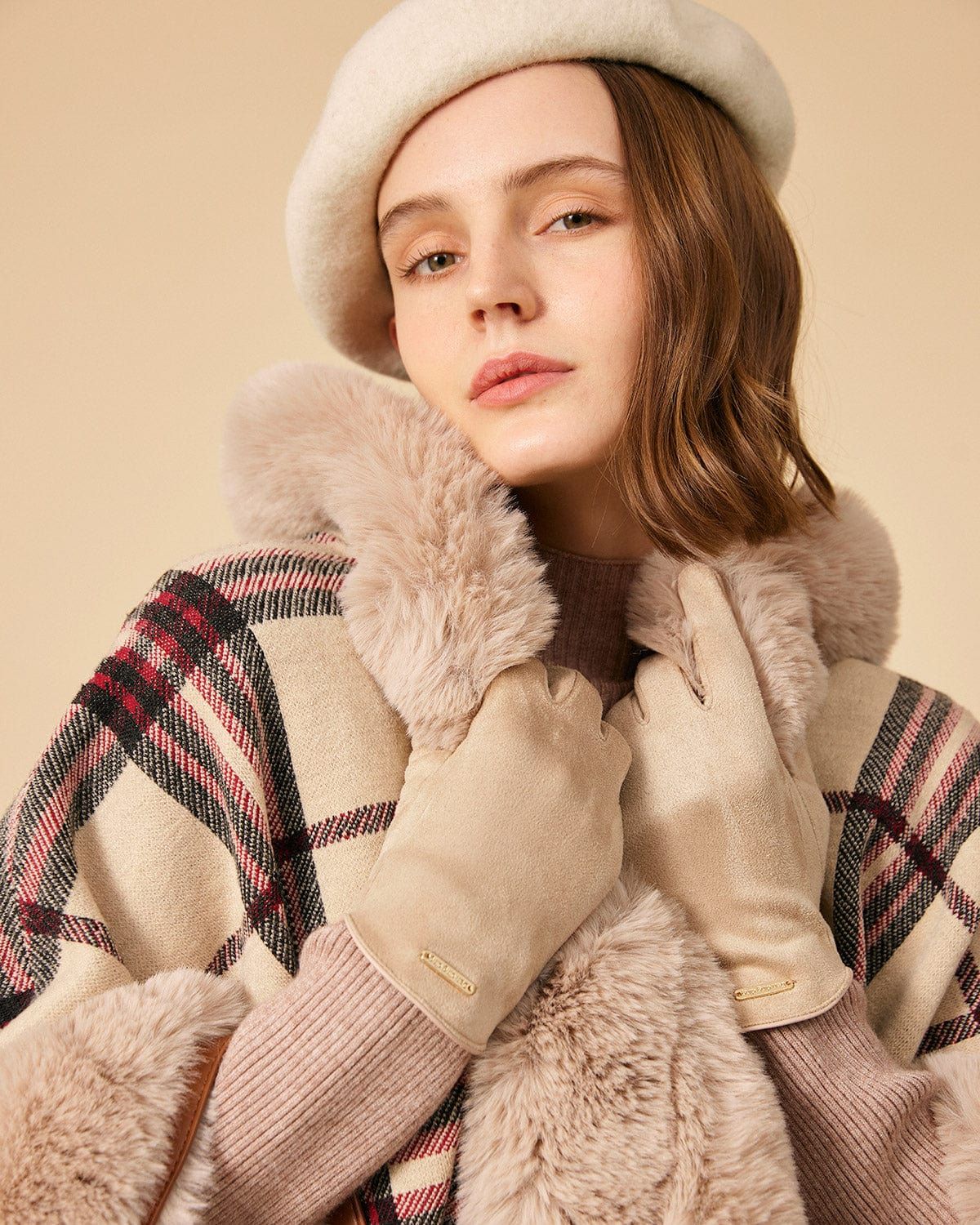The Faux Fur Trim Hooded Cape sold by rihoas product image thumbnail 2
