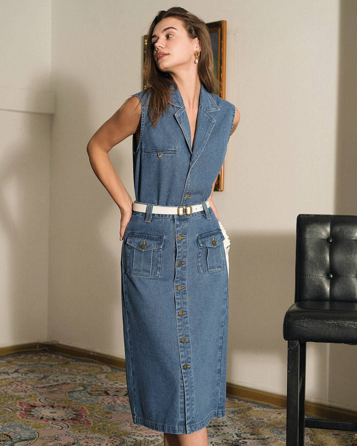 The High Waisted Retro Denim Skirt sold by rihoas product image thumbnail 3
