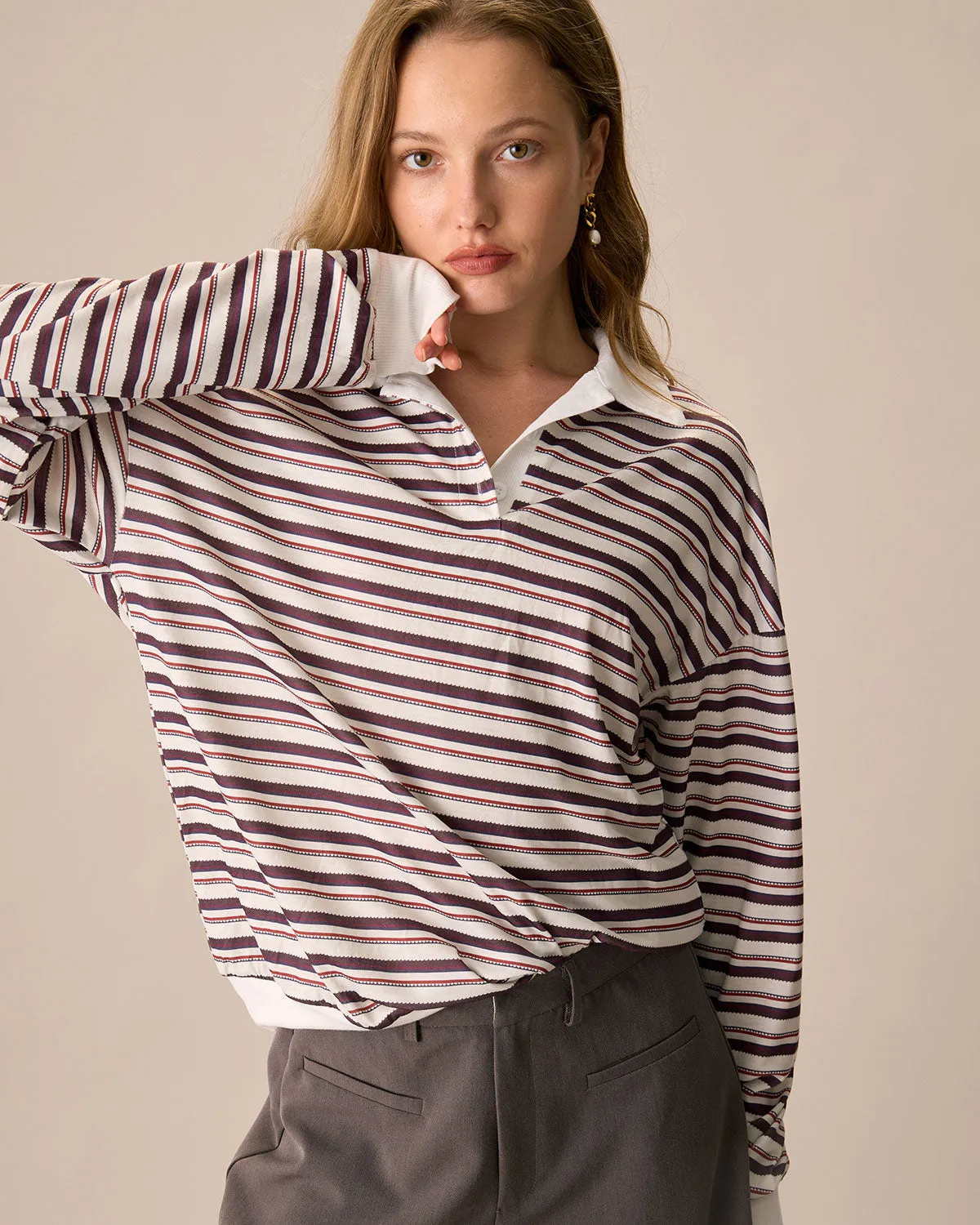 Women's Striped Knitted Sweatshirt sold by rihoas