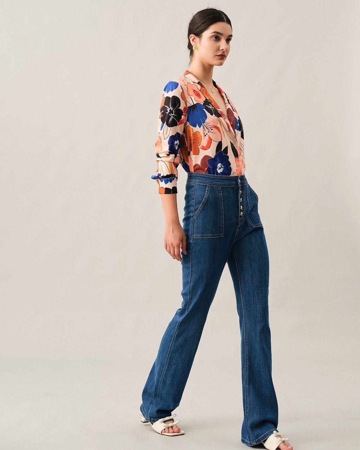 The Lapel Floral Long Sleeve Blouse sold by rihoas product image thumbnail 3