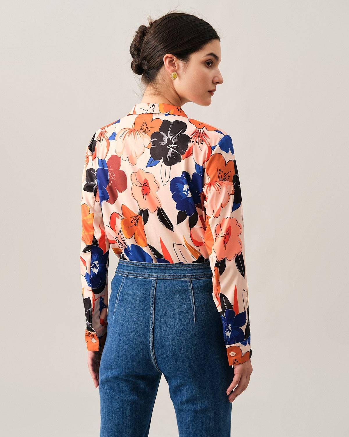 The Lapel Floral Long Sleeve Blouse sold by rihoas product image thumbnail 5