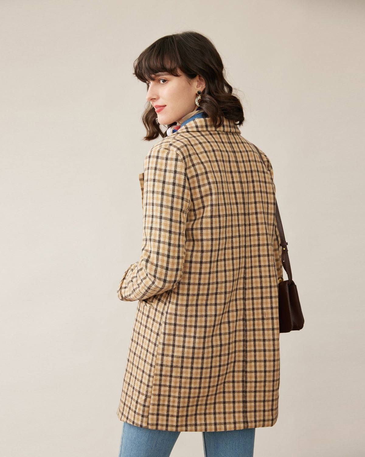 The Color Contrast Plaid Longline Blazer sold by rihoas product image thumbnail 4
