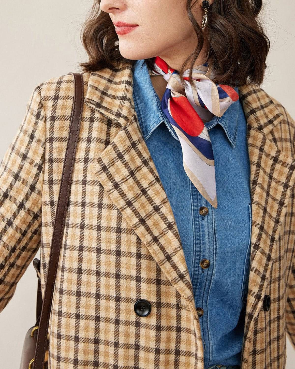The Color Contrast Plaid Longline Blazer sold by rihoas product image thumbnail 2