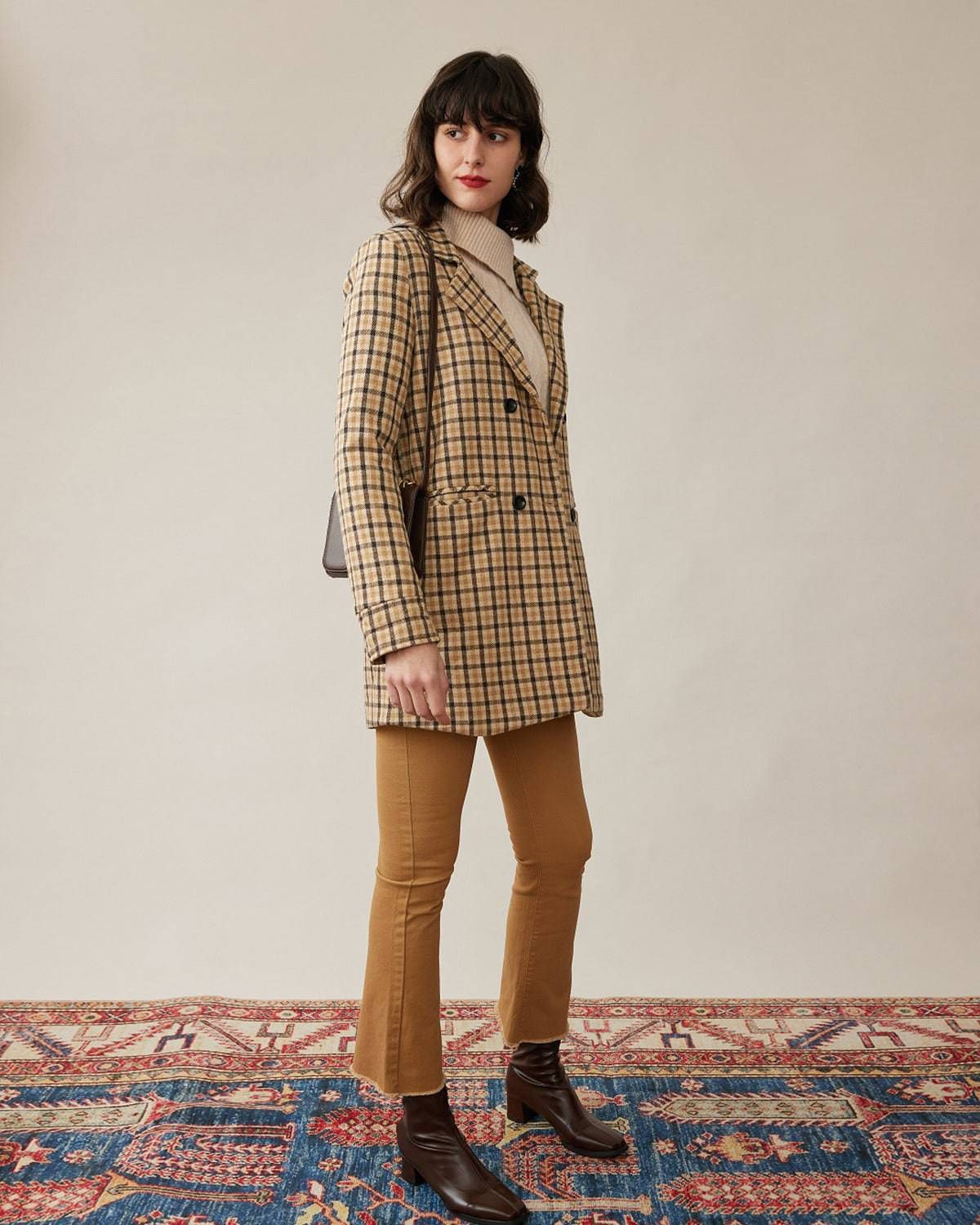 The Color Contrast Plaid Longline Blazer sold by rihoas product image thumbnail 6