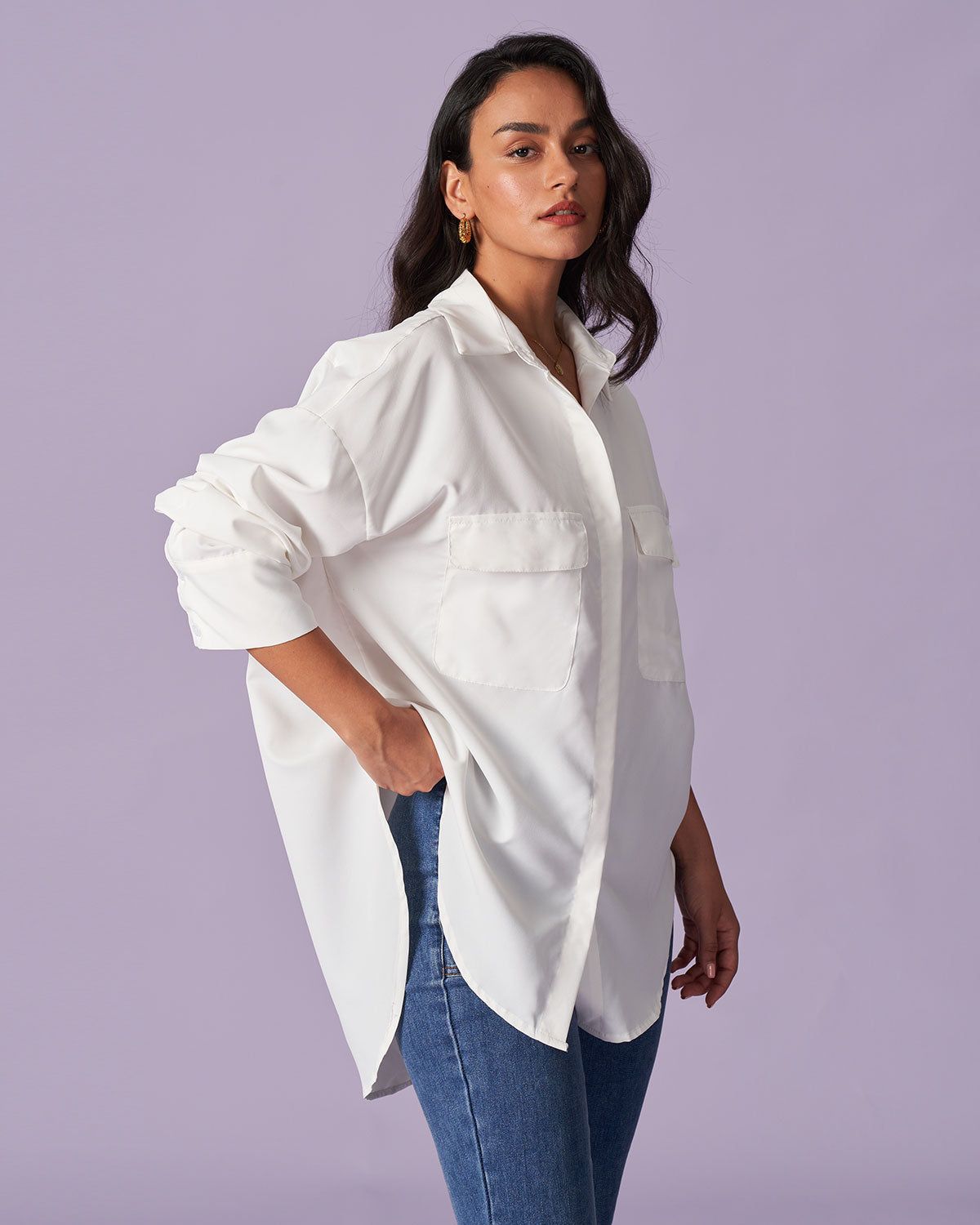 The White Collared Button-Down Pocket Shirt sold by rihoas product image thumbnail 3