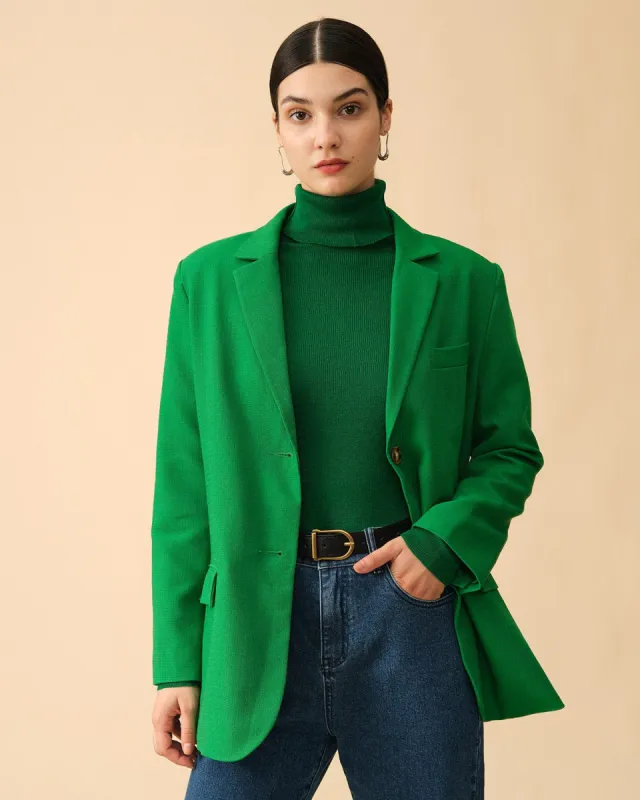The Collared Solid Button Up Blazer sold by rihoas